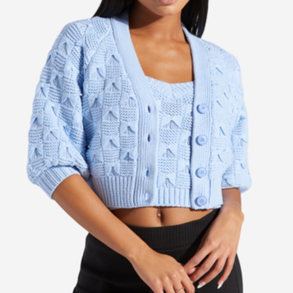 TEXTURE CARDIGAN BLUE